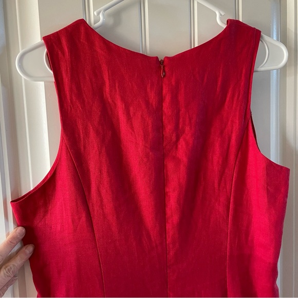 Coldwater Creek Red Sleeveless 100% Linen Embroidered Bicycle Dress | Size 8P - Picture 5 of 6